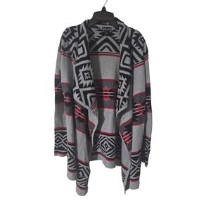 Wet Seal Womens Open Front Aztec Geometric Print Cardigan Sweater Medium
